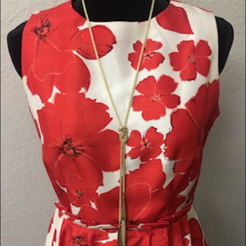 Eliza J Red Knee Length Sleeveless Tailored Dress